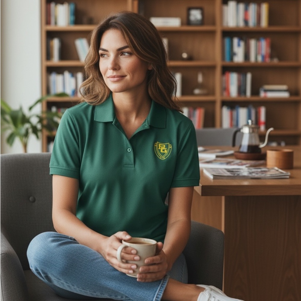 Bishop Guertin Green Polo Shirt with Logo- Size Medium